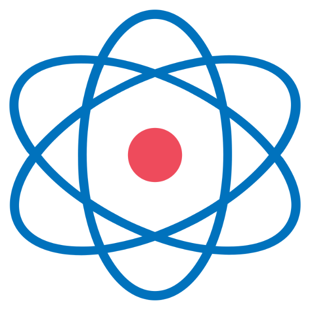 This example converts a multi-colored atom icon into a uniform black color. It retains the icon's transparent background and simplifies its appearance, making it stand out on any light interface. (Source: Wikipedia.)