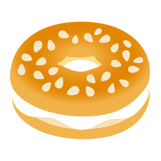 In this example, we add a decorative khaki-colored outline to a bagel icon. We specify the stroke thickness as 22 pixels and apply it to the outer side of the icon, leaving the hole of the bagel without an outline. (Source: Wikipedia.)