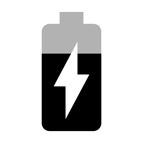 This example adds a solid white background to the battery charging icon. The fill is placed as the bottom layer under the icon, causing the semi-transparent areas of the icon to turn gray as the white background shows through. The solid background improves the icon's visibility and makes it stand out on any interface. (Source: Wikipedia.)