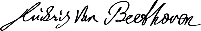 In this example, we replace the alpha channel in a scanned PNG image of Beethoven's signature with a solid color. We use white as the replacement color, turning all see-through transparent pixels into opaque background pixels. (Source: Wikipedia.)