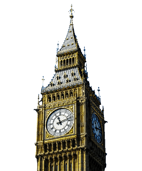 In this example, we load a PNG picture of the Big Ben clock with no background and make the clock's face transparent. We select a circular area for the transparency using a 40px radial gradient. We change the opacity of the gradient from outside to inside and set it to 0%, creating a hole in the tower. (Source: Pexels.)