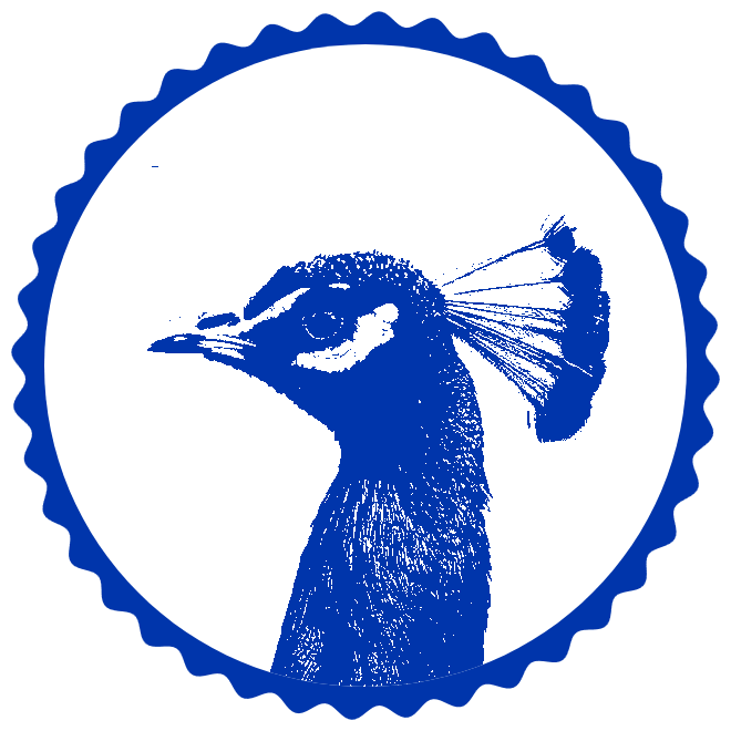 In this example, we turn a PNG photo of a majestic blue peacock into a circular stamp. This stamp was created for the zoo where this unique peacock lives and it serves as a unique brand mark on the entrance tickets. To create the stamp, we used the crop tool and instead of converting the entire PNG, we selected only a circular region (580×580 pixels) focused on the bird's head. To enhance the design, we added a rippled round border and colored the stamp with a vibrant blue shade selected from the peacock's feathers. (Source: Pexels.)
