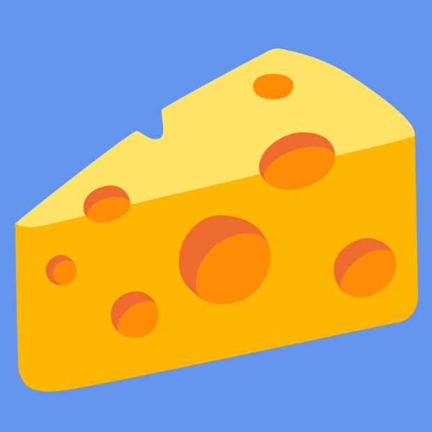 In this example, we upload a multicolored cheese icon with a cornflower blue background. To get a transparent cheese icon, we remove the blue fill from the PNG and also eliminate 20% of its color variations. Additionally, we create a 1-pixel thick semi-transparent border around the icon. (Source: Wikipedia.)