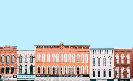 In this example, we add the sky to a PNG image of buildings. We apply one tone of the blue color to the sky by enabling the "Solid Background" mode and specifying the sky color using the hex code "#c0eeff". (Source: Pexels.)
