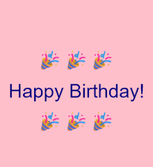 This example shows how to make an awesome animated birthday card for a friend. We start with a pink background and add a message that reads "🎉🎉🎉 Happy Birthday! 🎉🎉🎉" in a Helvetica font. Then, using the "Top to Bottom Wipe" reveal mode, we slowly show the PNG of their favorite dog wearing a party hat. The animation contains 50 frames, plays for 8 seconds, and repeats exactly 3 times. (Source: Pexels.)