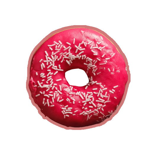 This example wraps a pink donut in a translucent stroke. Since it uses the "Add Only Outer Stroke" option, the outline is only added around the donut, and the hole inside the donut remains unchanged. The outline is set to be 8 pixels wide and its color is 40% translucent pink. (Source: Pexels.)