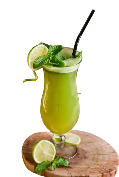 In this example, we check if a PNG image contains opaque, transparent, and semi-transparent areas. By uploading an image of a lime drink, a message appears in the output area that says that all transparency types present in the PNG. For additional visual feedback, we draw the transparent areas in the output box in a black color, the opaque areas in a gray color, and the semi-transparent areas in a red color. (Source: Pexels.)