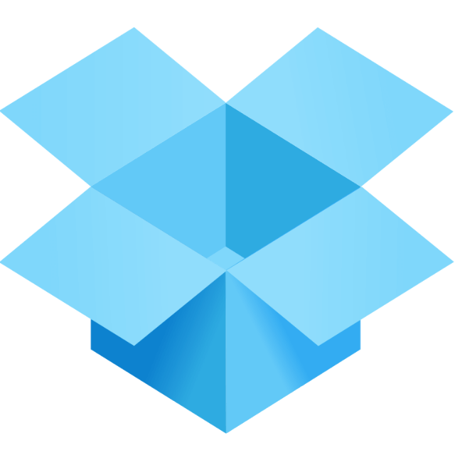 In this example, we add visual interest to the Dropbox icon by applying a linear gradient to the background. The gradient is directed along a straight vertical line from top to bottom, transitioning from blue (#1c64b0) to a darker shade (#04366e). The gradient removes unwanted transparency and makes the icon more dynamic. (Source: Wikipedia.)