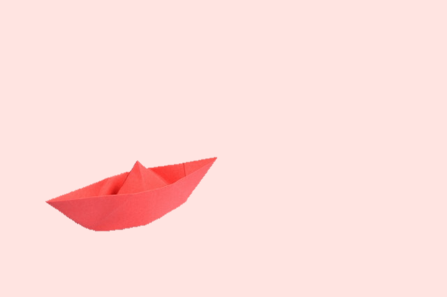 This example finds the red paper boat among boats of different colors. It uses the RGB color code "RGB(239, 49, 49)" to match the boat's red color and includes 20% similar shades of this color. In addition, it smoothes the pixels around the boat with a 1px radius and draws the red boat on the misty-rose background. (Source: Pexels.)