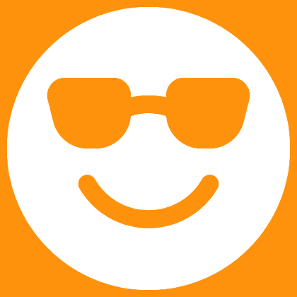 In this example, we upload a two-color icon of a smiley face with sunglasses, featuring an orange outline and a white background. To convert the icon into a filled version, we activate the "External Icon Fill" mode. It automatically detects the icon colors and creates a white smiley face on an orange background with orange sunglasses. (Source: Wikipedia.)