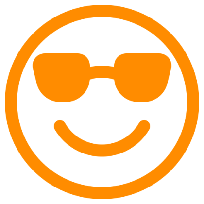 In this example, we upload a two-color icon of a smiley face with sunglasses, featuring an orange outline and a white background. To convert the icon into a filled version, we activate the "External Icon Fill" mode. It automatically detects the icon colors and creates a white smiley face on an orange background with orange sunglasses. (Source: Wikipedia.)