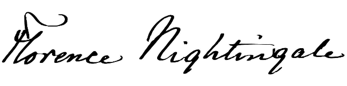 In this example, we apply feathering to Florence Nightingale's digital signature in PNG format. The scan still contains many white pixels around the black ink, which are a leftover from an incomplete background removal. To make it usable and delicately clean it, we select the advanced feathering mode. We specify "white" as the color to remove, set a high color range of 90% (since black ink and white paper are highly contrasting), and use the Euclidean color comparison method. Additionally, we create smooth signature edges by applying soft feathering with a radius of just 1 pixel to preserve the thin pen strokes. (Source: Wikipedia.)