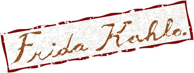 In this example, we're working with a scanned version of Frida Kahlo's signature, written on a textured paper. To keep the paper's details visible, we activate the dithering effect. This effect creates a dotted texture on the stamp that helps preserve the paper's look. We lower the contrast to 50% so the background texture stays clear in the final stamp. The stamp is shaped as a rectangle with a wavy border around it for extra style. The ink density is set to 80%, and the stamp is rotated 10 degrees counterclockwise to give it a hand-placed feel. To make it stand out even more, we use two different colors: one for the border and one for the signature ink. (Source: Wikipedia.)