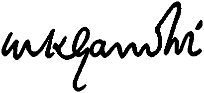 In the input of this example, we load a bold signature of Mahatma Gandhi and make it slimmer. We reduce the stroke width of the signature by 2 pixels, resulting in a thinner and more elegant signature in the output. The thickness is reduced evenly across the entire pen stroke, both on the outside and inside of the signature. (Source: Wikipedia.)