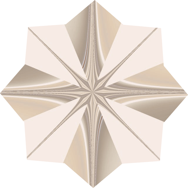 In this example, we convert a regular rectangular PNG with a geometric pattern printed on it into a custom snowflake. To do it, we select the star cutting mode, generate 8 spikes and set a small peak height (equal to 0.2). This configuration creates a slightly convex snowflake-like shape. We also rotate the snowflake by 23 degrees to align all the snowflake's peaks with the guidelines of the geometric pattern. (Source: Pexels.)