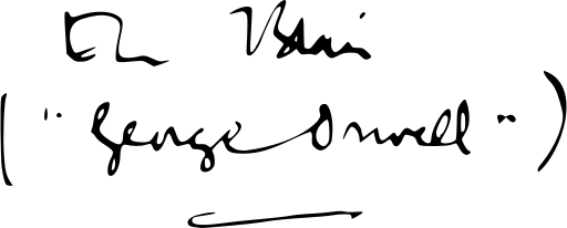 In this example, we fill the background of the signature of the English writer George Orwell with the white color. White is the preferred background for signatures in digital documents, scans, and printouts, as it ensures compatibility with most electronic files. When a signature needs to be placed over a solid, opaque background, white is often chosen for its ease of integration into various file types. (Source: Wikipedia.)