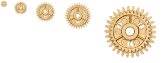 In this example, we're working with a transparent favicon that contains a golden cogwheel picture. It turns out this ICO file contains five favicons of different sizes and we turn them all into a single PNG picture. To select all the icons for conversion at once, we enter the symbol "*" in the icon-numbers option, which automatically selects all the icons in the file. As a result, we get one PNG picture with five different cogwheels in a row. (Source: Pexels.)