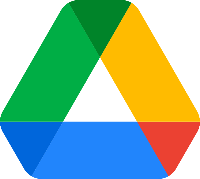 In this example, we extract seven exact colors from the well-known Google Drive icon. We display the colors by popularity along with their hexadecimal codes. Additionally, for further analysis, we show the percentage of each color's usage in the icon. (Source: Wikipedia.)