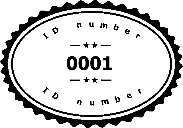 In this example, we add the serial number "0001" to a designated ID field in a digital PNG stamp template. Such stamps are often used for marking documents with serial numbers, adding tracking codes to shipping labels, or labeling registration IDs. Instead of creating a new stamp design each time, we upload an existing template with a blank space for the number and simply insert the needed number in this place. We center the number, use a bold Tahoma font at 65px, and keep the text color black to match the original stamp design.