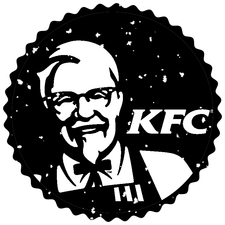 In this example, we create a digital brand seal for KFC from their 2006–2018 logo. We set the color preprocessing contrast to 100% in the options, making the tool precisely separate light and dark shades of the logo, which produces a perfect seal imprint of the iconic figure of Colonel Sanders. We cut the logo into a circle shape with 10-pixel padding around it and add a bold, wavy, 30-pixel edge around it. We also reduce the ink level to 80%, meaning not all seal is covered in ink (there are some small ink gaps, just like in real seals). For the ink, we use a solid black color and draw it on a transparent background. (Source: Wikipedia.)