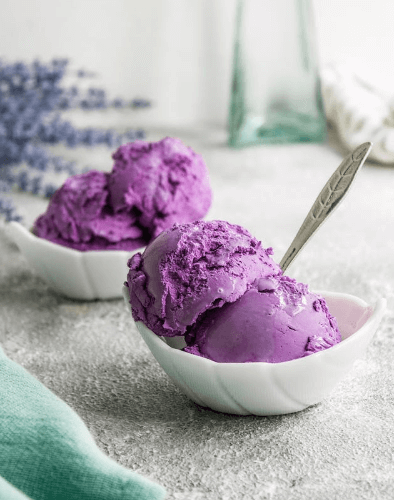 In this example, we use a PNG template of a lavender ice cream in a bowl and apply the multiplying factor of 2.5 to it. As a result, we get a horizontal arrangement of two full PNG ice creams and one half-cropped ice cream (the left side of the original template).