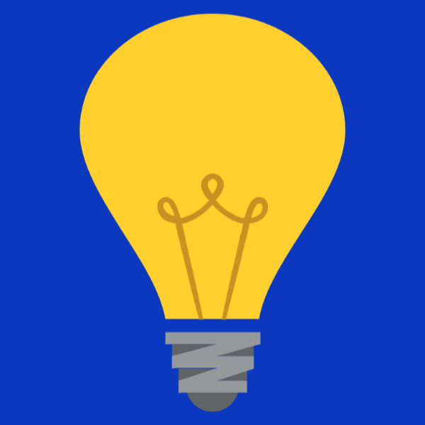 In this example, we center a yellow light bulb icon on a dark blue background. To determine the background color, we click on it in the uploaded PNG area and obtain its RGB code in the options. We also change the icon's dimensions, making it square with a size of 600×600 pixels. (Source: Wikipedia.)