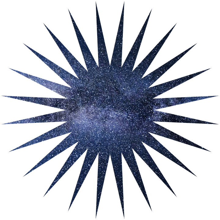 In this example, we create a star-shaped cutout from a PNG of the Milky Way Galaxy. The star has 24 spikes with the spikiness value of 0.6, meaning the height of the spikes is 60% of the star's radius, while the radius of the star's core is 40%. As a result, we get a sharp, multi-pointed object that resembles a bright flash filled with millions of tiny real stars from our Galaxy. (Source: Pexels.)