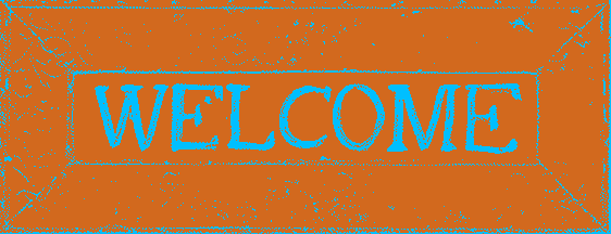 In this example, we load a PNG image of a welcome sign as the input and make it monochromatic. We set the background to a chocolate color and use a deep sky blue color for printing the welcome text. Additionally, we turn on the monochromatic dithering that preserves some of the ornaments and rust spots from the original PNG. (Source: Pexels.)