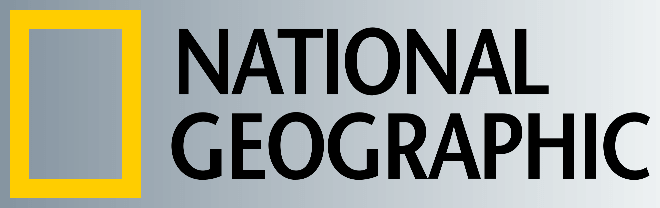 In this example, we replace the transparency in the National Geographic logo by adding a gradient background to it. We use the metallic gray linear gradient type, transitioning the colors from darker pixels (#8594a0) to lighter pixels (#eef2f3) in the left-to-right direction. (Source: Wikipedia.)