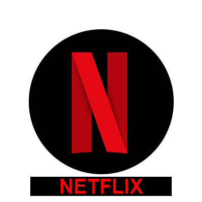 This example loads a Netflix logo as the input PNG and adds the text "NETFLIX" below the logo. The text is drawn using a red color on a black background. The font typeface is Sans-serif and a bold weight is applied. (Source: Netflix.)