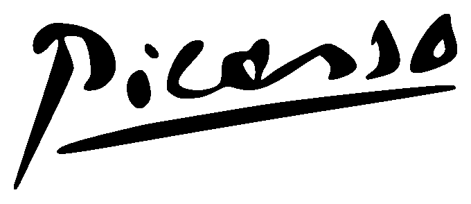 In this example, we draw Pablo Picasso's digital signature in black-and-white tones. We determine the color of the original signature's ink by clicking on it in the input area. In addition to the green color, we convert an additional 20% of pixels of similar tones to black-and-white. As a result, we get a black signature on a white background. (Source: Wikipedia.)
