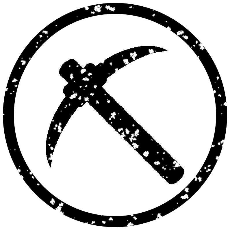 This example shows how to turn a transparent mining pickaxe icon into a black-and-white digital seal. Since the icon has transparent areas around it, the tool automatically treats them as the background and isolates only the visible pixels of the pickaxe. The pixels are then internally converted into a centered silhouette for the seal. The tool then draws a 38px-think circular border around the silhouette, paints it in black ink, and fades the ink to 60%, giving the stamp some wear and tear. This seal is well-suited as a branding emblem for a hardware store,r a mining supply business, or printed Minecraft game materials. (Source: Wikipedia.)