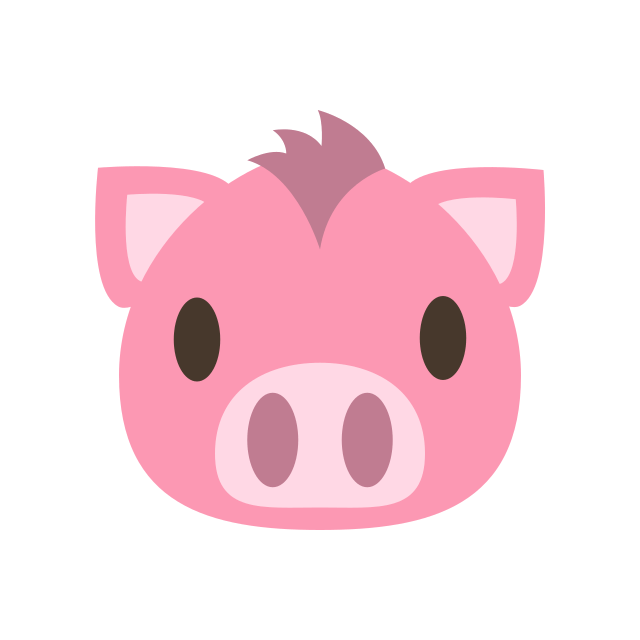 In this example, we add a circular border to the pink pig face icon. We activate each side in the options and add rounding to each corner of the icon, equal to 320 pixels (which is half the width and height). As a result, the four rounded corners of the icon form a perfect pink circle around the pig face icon. (Source: Wikipedia.)