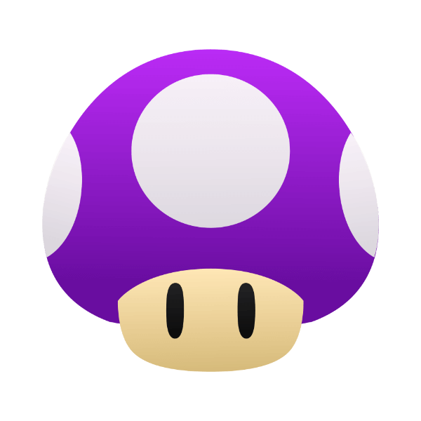 In this example, we add a thick stroke to a poison mushroom icon and transform it into a glow effect. The outline is 30 pixels wide, and the glow effect creates a luminous halo of dark purple color (#47086d). (Source: Wikipedia.)