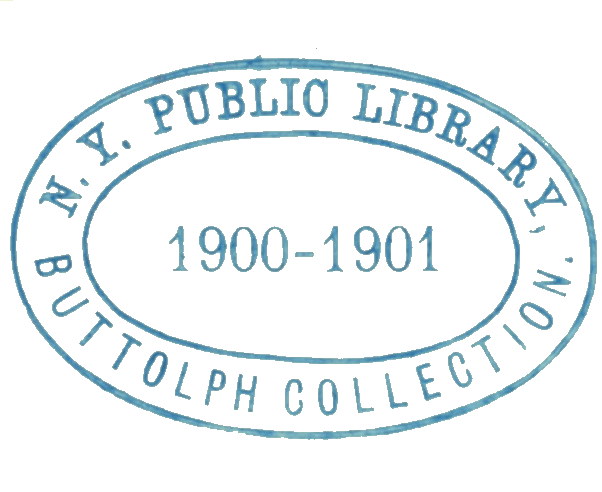 In this example, we use the tool to restore and visually enhance an old stamp used by a public library in the early 20th century. By replacing the faint blue ink (color code "rgba(39, 117, 166, 255)") with a bold black color, we revive the stamp's appearance. A 40% color precision ensures a precise color change, and the edge smoothing option makes the stamp clearer. (Source: Wikipedia.)