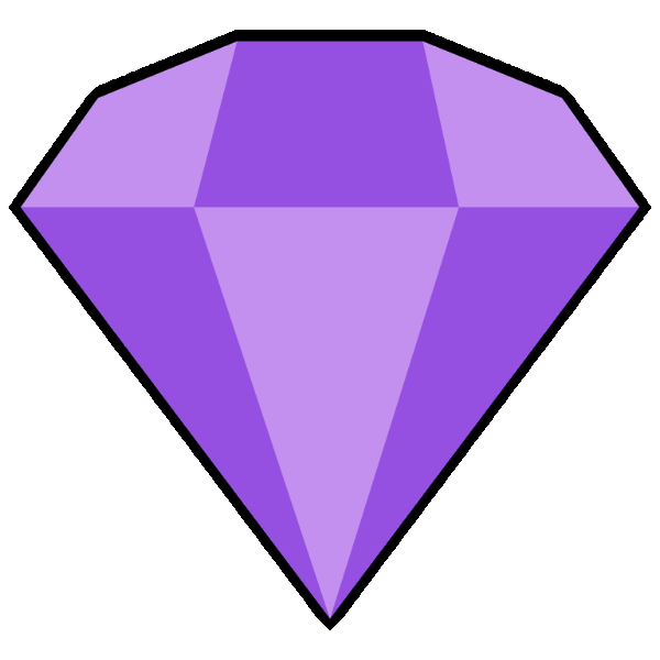 In this example, we get rid of the wide black edge around the purple diamond icon. To achieve this, we fully remove pixels up to a depth of 12px from the edge and smooth the 1px edge of the diamond's edge to improve the overall look of the icon. (Source: Wikipedia.)