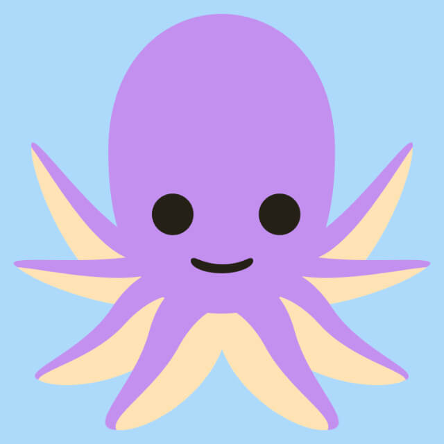 In this example, we upload a JPG image of a purple octopus on a light blue background. While converting the icon to PNG, we make the background transparent by identifying the background color as RGB(173, 218, 251) and removing it with a 20% threshold. We also enable edge smoothing to make the icon's edges semi-transparent, setting the radius to 1. (Source: Wikipedia.)