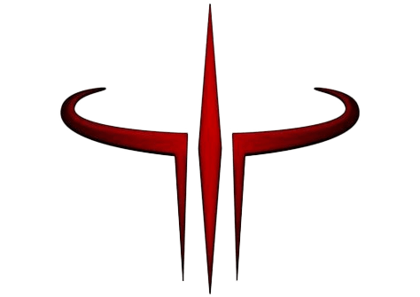 In this example, we add a background to a transparent Quake 3 Arena logo, which is also the Quad Damage power-up. To emphasize the shape of the logo, we use a radial gradient with a 550px radius that's positioned in the center of the PNG. We create the background from three colors – white, #43464B, and #222426 – that mixed together from the center to the edges create a metallic silver color tone. (Source: id Software.)