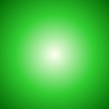 This example creates a perfectly radial gradient positioned in the center of the 360×360 PNG image. The gradient starts at x = 180, y = 180, and grows in all directions equally with a radius of 260 pixels. The gradient consists of three colors: "ivory", "limegreen", and "darkgreen".