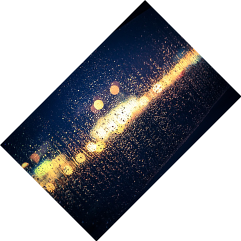 This example rotates a PNG photo of a rainy night by 45 degrees in the counter-clockwise direction. Pro tip: To rotate in the opposite direction use -45 degrees.