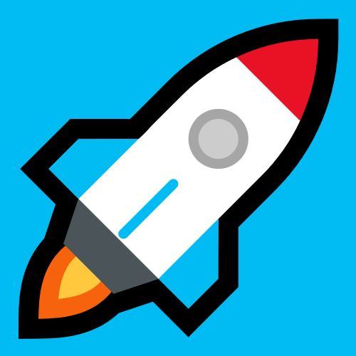 This example creates a large, high-quality icon from a rocket emoji. It generates a 400-pixel icon on a 500×500 pixel canvas, adding 20 pixels of padding on each side. The rocket retains its signature colors as defined by the Unicode emoji and is displayed against a bright blue background (#00bcf2).