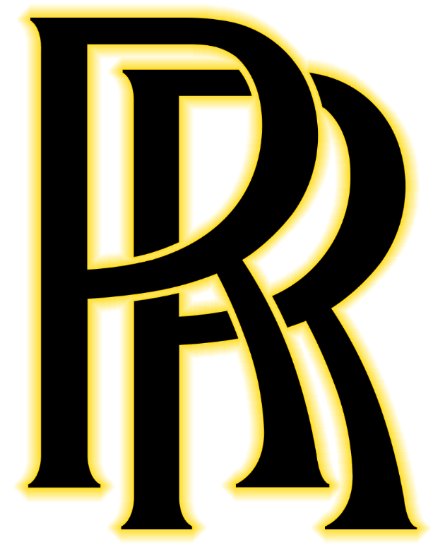 In this example, we decorate the Rolls-Royce logo with a 20-pixel outline with a glow effect. We use a gold color, which, by varying the transparency of the pixels, creates a translucent aura around the brand letters. This effect emphasizes the exclusivity and high quality of the brand. (Source: Wikipedia.)