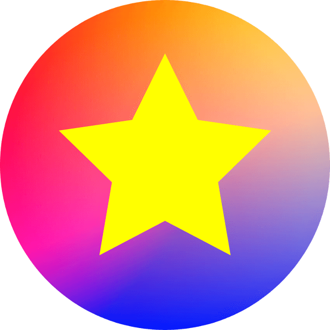 In this example, we upload an already cropped PNG in the shape of a circle and now cut out another figure from it – a star. To do it, we activate the reverse area mode, which removes the five-pointed star figure from the middle of the circle. In the options, we also specify the fill color for the removed empty area and set it to the yellow color. This results in an unusual icon with a color gradient on the outside and a yellow star symbol in the center. (Source: Pexels.)