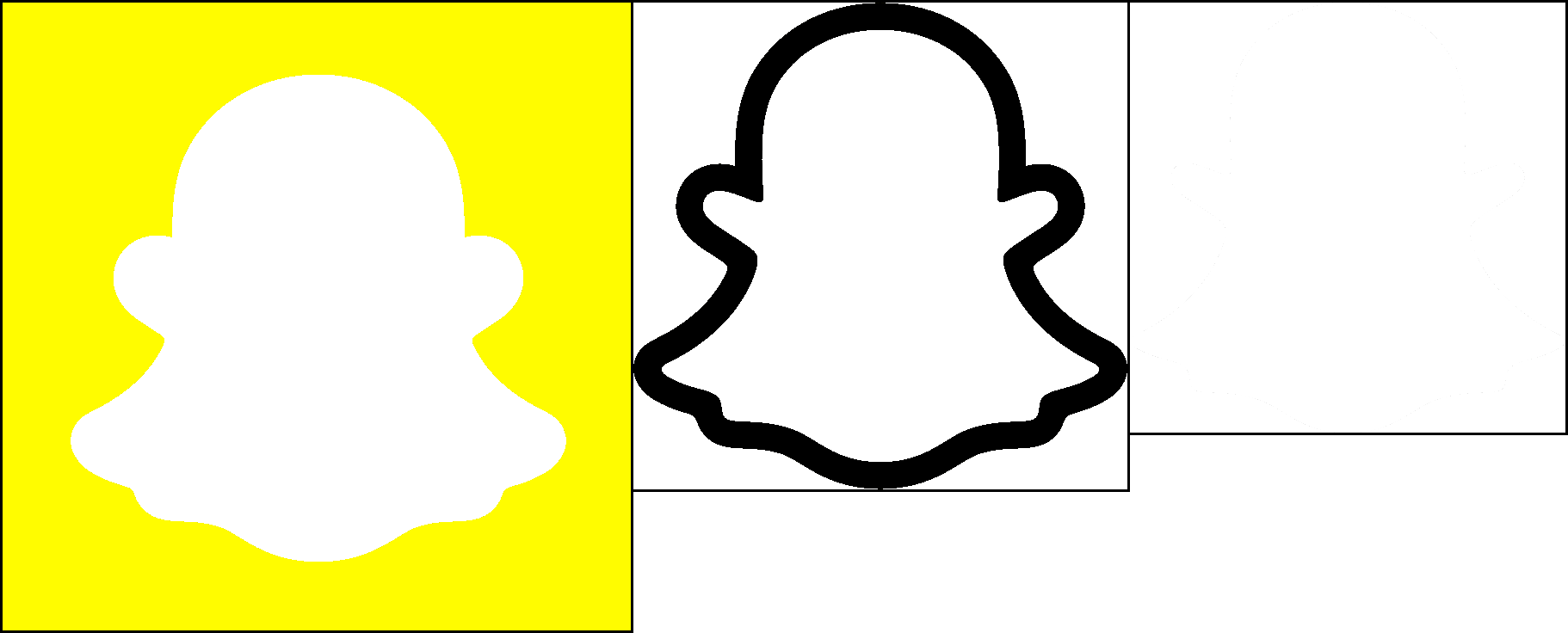 In this example, we transform the well-known Snapchat logo into separate layers of its signature colors. The logo has three brand colors: yellow (#fffc00), black, and white. We input these colors into the options (with a default threshold of 10%) and extract them into individual layers. We apply the cropping option to remove empty space around the color elements and draw a bold 3-pixel black border around each layer of the logo. (Source: Wikipedia.)