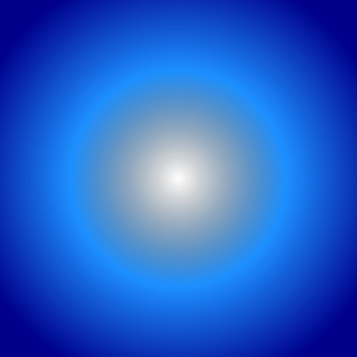 In this example, we create a custom square PNG by setting both custom dimensions to 500 pixels. For color properties, we select a radial gradient that begins at the center point of the image (x=250, y=250) and extends outward within a radius of 300 pixels. The gradient starts with transparency at the center and gradually transitions through dodger blue color into a dark blue color near the edges.