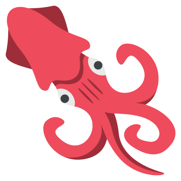 In this example, we rotate a squid icon by -45 degrees. This rotates the icon clockwise, changing the diagonal tilt of the squid to a vertical direction. The program automatically increases the PNG size to ensure the squid fits completely in the vertical position. (Source: Wikipedia.)