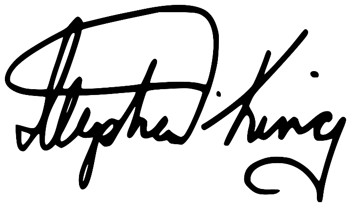 This example extracts Stephen King's signature in black ink from the input image. The tool detects the black ink (specified in the options) and extracts all color shades very close to the black color with a tolerance of 15%. As a result, the program removes the white background pixels while preserving the original signature ink color and returns a digital version of the signature in PNG format. (Source: Wikipedia.)