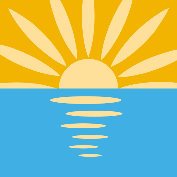 In this example, we take a sunset icon and extract three color layers from it. We use an automatic quantization mode that determines the three necessary colors for extraction. As a result, we get a separate blue layer for the sea, a light yellow layer for the sun, and an orange layer for the sky. (Source: Wikipedia.)