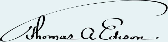 In this example, we remove the paper background from Thomas Edison's signature. The paper has a light blue color and we find its RGBA color code by clicking on this color in the input. As this blue color has slight light and dark variations, we also match 10% of similar tones. To make the pixels along the edge of the signature sharp, we activate the "Refine Signature Outline" option. (Source: Wikipedia.)