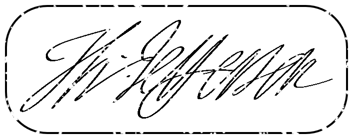 In this example, we upload Thomas Jefferson's signature on a transparent background and convert it into a digital PNG stamp. To make it look like a traditional rubber stamp, we add a rectangular border around it and make the corners rounded by setting the corner radius value to 80 pixels. We also include padding around the stamp for better spacing. The ink strength is reduced to 70%, adding natural-looking gaps and imperfections in the imprint. The final result appears aged and slightly worn, just like a signature that's been stamped many times. (Source: Wikipedia.)